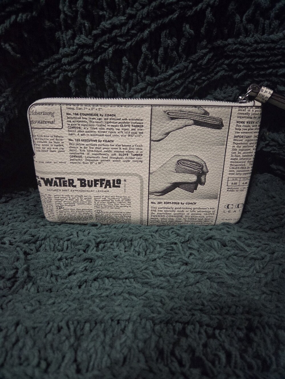 Coach White Newspaper Print Large Wristlet NWT - Picture 2 of 6